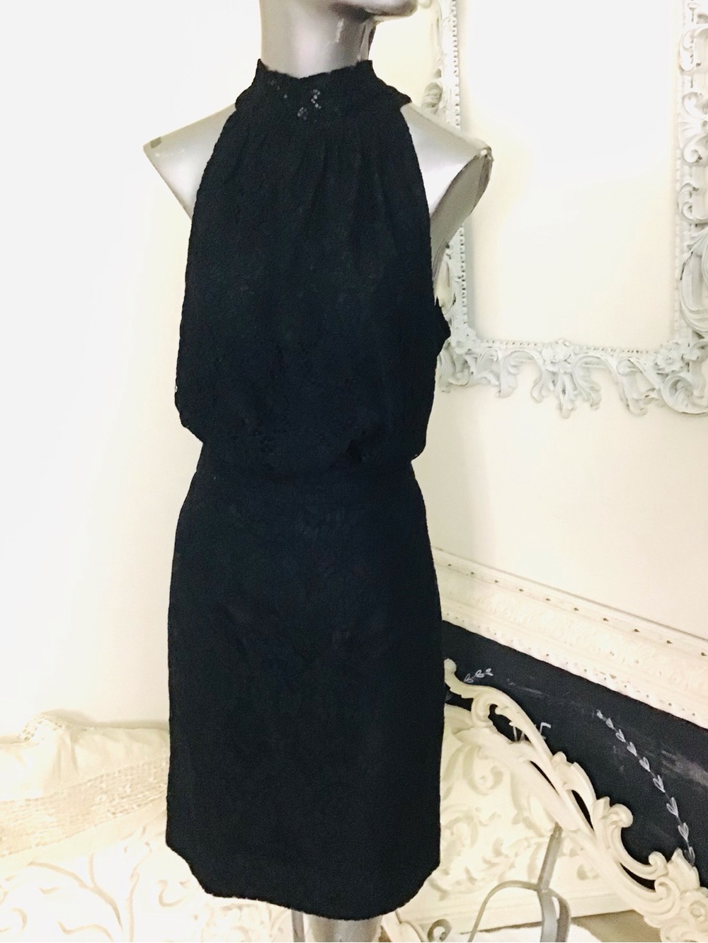J Crew Black Lace Halter Top w/Skirt